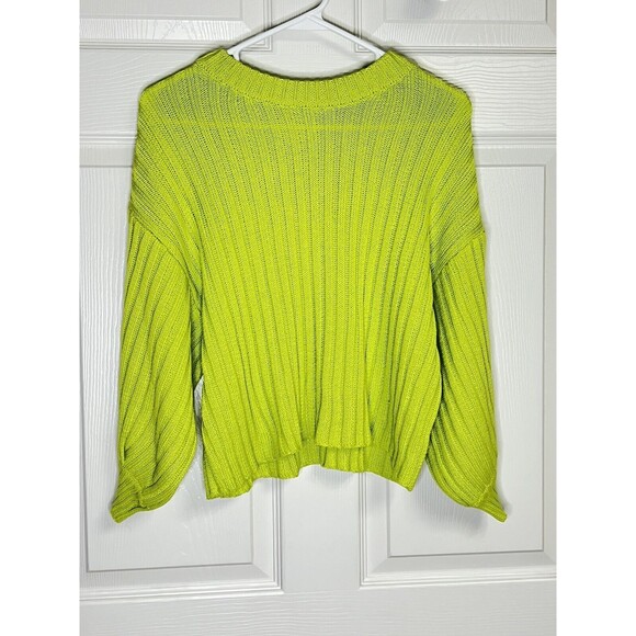 Cotton Candy LA Cropped Neon Green Knit Sweater M / L 80s 90s Y2K - Picture 1 of 7